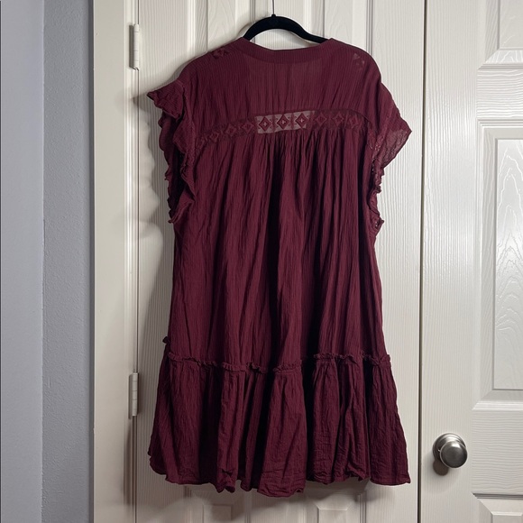 Free People Deep Red Ruffle Tunic - Picture 3 of 3